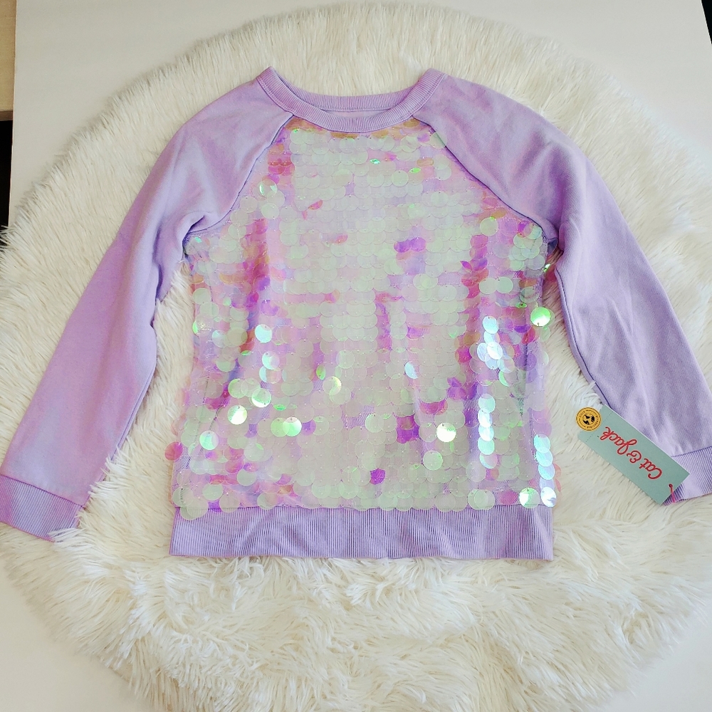 Cat & Jack Sequin Pullover Top - Picture 2 of 6
